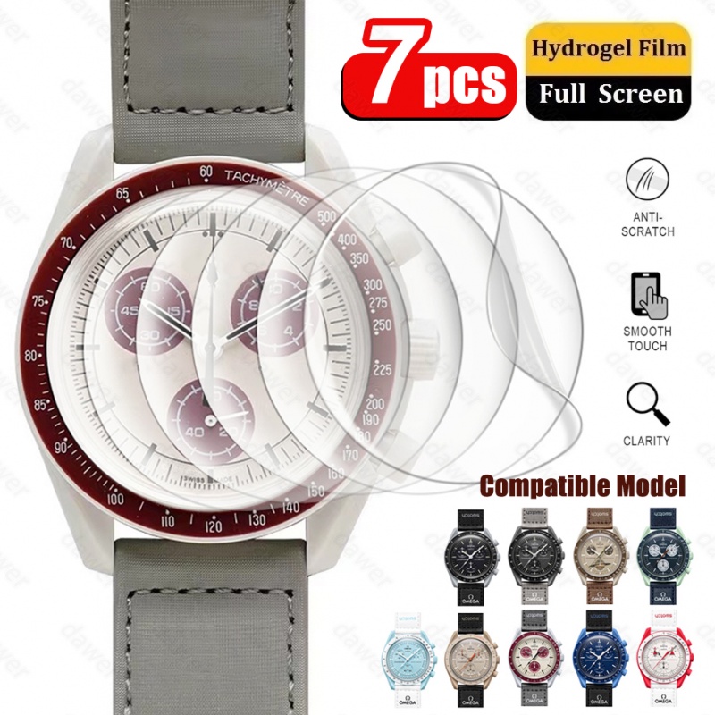 7 ชิ้น ป้องกันหน้าจอ สําหรับ Omega X Swatch MoonSwatch ดาวเคราะห์ นาฬิกา นิ่ม ใส เต็มรูปแบบ TPU ไฮโดรเจล ฟิล์มป้องกัน