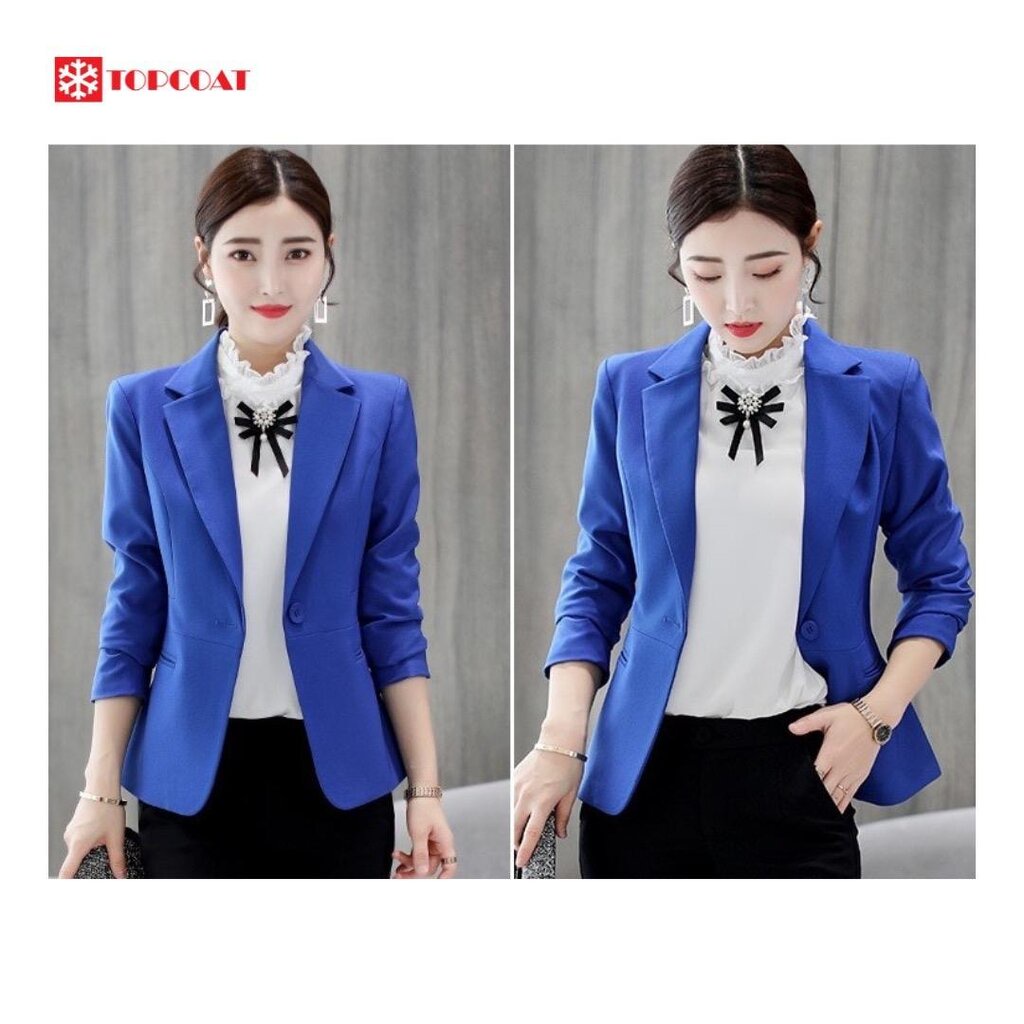 สูทผู้หญิงทำงาน เข้ารูป ดำ ขาว ชมพู แดงไวน์ น้ำเงิน รูปที่ 3