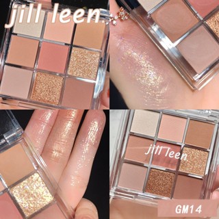 Jill Leen อายแชโดว์พาเลท เก้าสี ประกายมุก หมอกนุ่ม ธรรมชาติ แบบพกพา แต่งหน้า อายแชโดว์ พาเลท แต่งตา