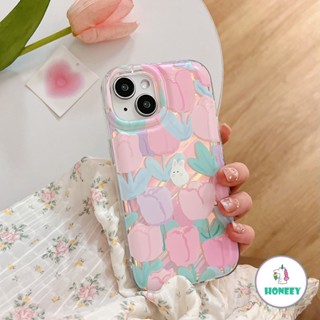 เคสโทรศัพท์มือถือ TPU นิ่ม แบบใส ปิดด้านหลัง ลายดอกทิวลิป กระต่าย สําหรับ iPhone 14 Pro Max 12 13 11 Pro Max Xr Xs 7Plus 8Plus