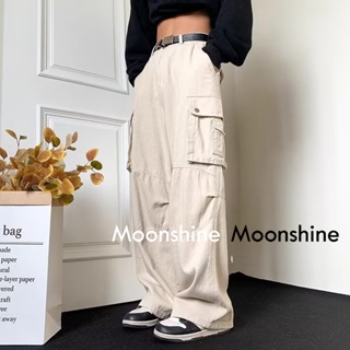 Moon  กางเกงขายาว คาร์โก้ กางเกง เชือกอเมริกันคลาสิค Cargo pants 2023 NEW 072812 ins Korean Style ทันสมัย สไตล์เกาหลี C98BD9U 36Z230909