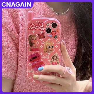 Cnagain ใหม่ เคสโทรศัพท์มือถือ ซิลิโคนนิ่ม กันกระแทก ลายการ์ตูนบาร์บี้น่ารัก สีชมพู แฟชั่นคลาสสิก สําหรับ iPhone 14 13 12 Promax