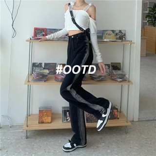 OOTD SHOP กางเกงขายาว กางเกงยีนส์ผู้หญิง ผู้หญิงแฟชั่นเกาหลีA97L19X