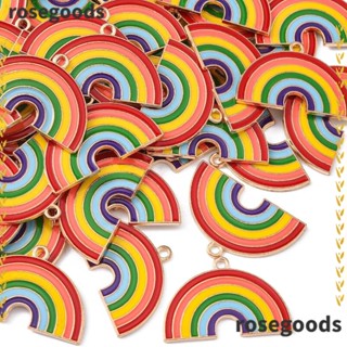 Rosegoods1 เครื่องประดับ สร้อยคอ จี้เมฆสายรุ้ง จี้สายรุ้ง เคลือบทอง สําหรับผู้หญิง