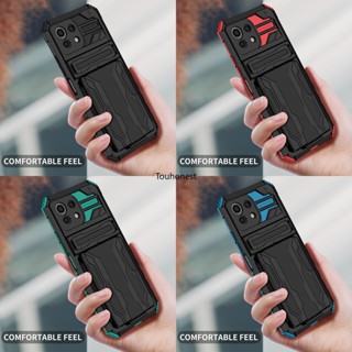 เคส Xiaomi Mi 11 Lite NE เคส Xiaomi Poco M3 Pro เคส Xiaomi Poco X5 Pro Casing Xiaomi Poco C40 Case Shockproof Bracket Card Slot Hybrid Armor Holder Stand Phone Cover Cassing Cases Case กันกระแทก ช่องใส่การ์ด ไฮบริด เกราะ ที่ยึด ขาตั้ง เคสโทรศัพท์