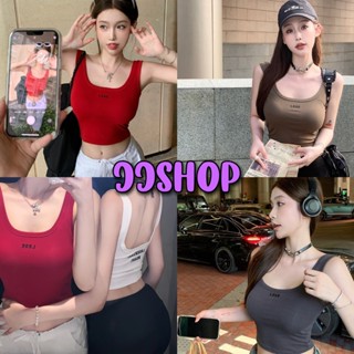 JJ Shop​💜​พร้อมส่ง เสื้อกล้ามเว้าหลัง มีฟองน้ำ ตัวอักษรหน้าหล้ง "FY6018"