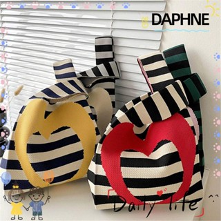 Daphne กระเป๋าถือ ผ้าถัก แฮนด์เมด ลายทาง สําหรับผู้หญิง