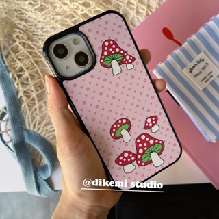 เคสป้องกันโทรศัพท์มือถือ แบบนิ่ม ลายเห็ด สีดํา สําหรับ iphone 14pro 13pro 14promax 13promax 12 11 xsmax xr