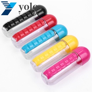 Yolo ขวดน้ํา 7 ช่อง 600 มล. แบบพกพา 2 in 1 สําหรับเล่นกีฬา วิ่ง