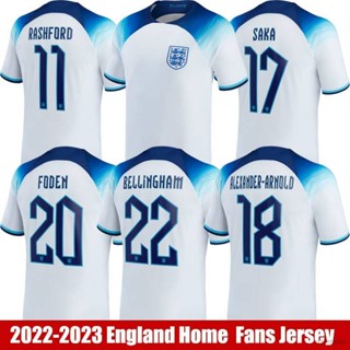 เสื้อยืดกีฬาแขนสั้น ลายทีมชาติอังกฤษ Bellingham Rashford Fooen Saka Arnold HQ7 2022-2023 พลัสไซซ์ QH7