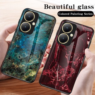 เคสโทรศัพท์มือถือกระจกนิรภัย แบบแข็ง ลายหินอ่อน สําหรับ VIVO Y27 4G Y 27