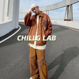 CHILLG LAB เสื้อแจ็คเก็ตผู้ชายแขนยาวฤดูใบไม้ร่วงแนวโน้มแจ๊กเก็ตฮาราจูกุแนวโน้มเยาวชนอารมณ์แจ็คเก็ตมาตรฐานปกกระดุมแถวเดียว