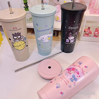 ღ Stainless Steel Thermos Cup 750ML Sanrio Series Double-layer Vacuum Water Bottle Anime Sanrios Girl Cute Straight Drinking Cup with Straw