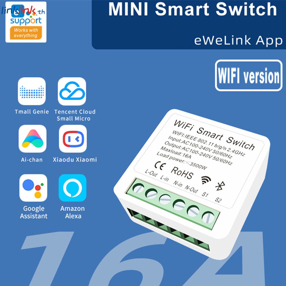 Ewelink Smart 16a Mini Wifi Switch Smart Home Diy Light Switches Module Ewelink App 2 Way Control Wi