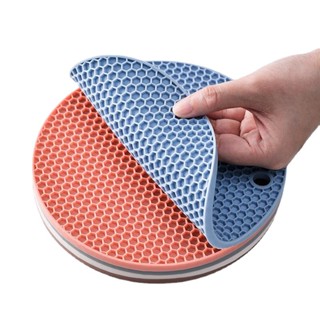 Spot second hair# round silica gel sand pot mat honeycomb heat insulation mat dining table mat silica gel cup mat anti-slip heat insulation kitchen anti-scalding and high temperature resistance 8cc