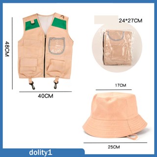 [Dolity1] ชุดของเล่นสํารวจ เสื้อกั๊ก และหมวก สําหรับเด็ก ตั้งแคมป์ และเด็ก 3 ชิ้น