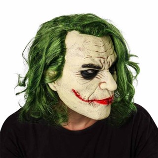 Halloween Joker mask Cosplay Horror Scary Clown Mask with Green Hair