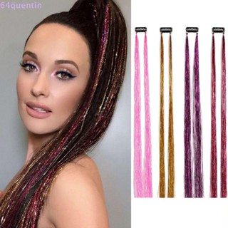 Quentin วิกผมผ้าไหม สีทอง แวววาว เครื่องประดับผม ฮิปปี้ ต่อผม สีรุ้ง แฟชั่นสําหรับผู้หญิง DIY