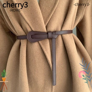 Cherry3 เข็มขัดหนัง ผูกปมกว้าง หรูหรา สไตล์วินเทจ สําหรับผู้หญิง