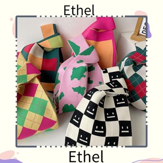 Ethel1 กระเป๋าถือ กระเป๋าช้อปปิ้ง ผ้าถัก ขนาดเล็ก ใช้ซ้ําได้ สําหรับผู้หญิง