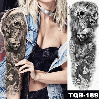 Lobo Dragon Jaguar Skeleton Lion Tiger Crown Man Woman Glitter Tatu Transfer Tattoo Semi Permanent Tattoo Sleeve Gomette Tato