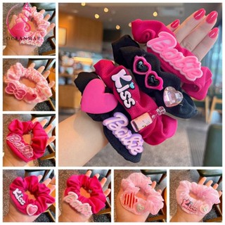 Oceanmap ยางรัดผม ตุ๊กตาบาร์บี้ สีชมพู โบว์หวาน ยางยืด การ์ตูน Scrunchies เด็ก