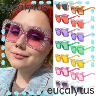 Eucalytus1 แว่นตากันแดด กรอบคริสตัล ทรงสี่เหลี่ยม ขนาดใหญ่ ป้องกัน UV400 สําหรับผู้หญิง