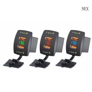 Nex ที่ชาร์จ USB คู่ ความเร็วสูง พร้อมที่ชาร์จ QC3 0 ทนทาน สําหรับรถยนต์ SUVs รถบรรทุก รถจักรยานยนต์ เรือ