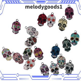 Melodygoods1 จี้รูปหัวกะโหลก ประดับไข่มุก หลากสี สําหรับทําเครื่องประดับ ต่างหู