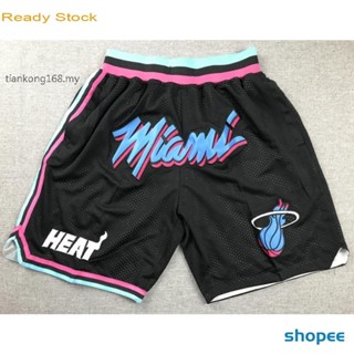 【พร้อมส่ง】กางเกงขาสั้นบาสเก็ตบอล ปักลาย NBA Miami Heat wade herro just don big สีดํา สําหรับผู้ชาย