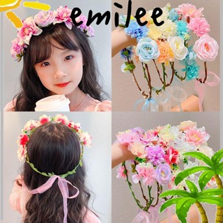 Emilee ที่คาดผมเจ้าสาว เครื่องประดับผม พวงหรีด ที่คาดผม งานแต่งงาน มงกุฏ ดอกไม้ พวงหรีด ที่คาดผม