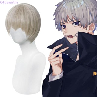 Quentin วิกผมคอสเพลย์ Inumaki Toge Layered Jujutsu Kaisen สีเทาสังเคราะห์
