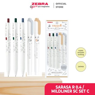 Zebra Sarasa R 0.4 มม. Mildliner Set C - สีสงบ สําหรับโน้ตบุ๊ก