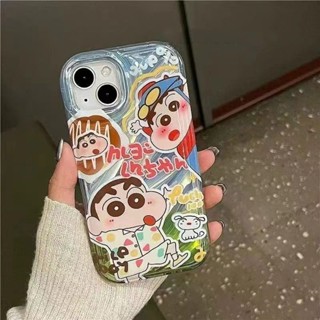 【Three Fun crayons】เคสโทรศัพท์มือถือ ซิลิโคนนิ่ม กันกระแทก ลายเลเซอร์ 3D หรูหรา สําหรับ iPhone 11 14 13 12 Pro XS Max X XR 7 8 Plus