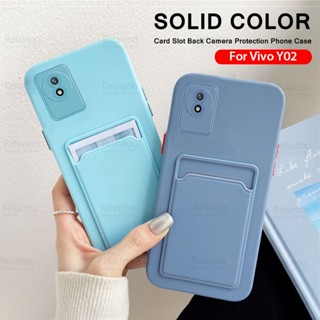 Wallet Case For Vivo Y02 Y02A Y02T Y 02T Y 02A VivoY02T Card Slot Liquid Silicone Phone Case Fashion TPU Soft Back Shockproof Casing Camera Lens Protection Back Cover