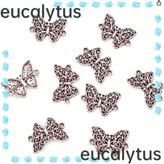 Eucalytus1 จี้รูปผีเสื้อ แมลง สีเงิน สไตล์ทิเบตโบราณ 20x14 มม. สําหรับผู้หญิง DIY