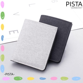 Pista กระเป๋าสตางค์ ใบสั้น มีซิป ขนาดเล็ก ใส่บัตรได้ แฟชั่นสําหรับผู้ชาย