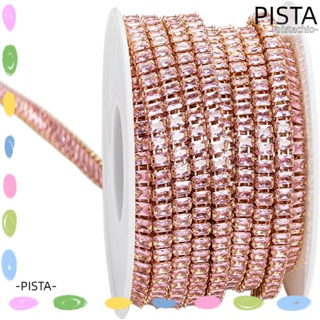 Pista สายโซ่คริสตัล สีชมพู สําหรับตกแต่งงานฝีมือ DIY