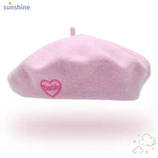 Ssunshine หมวกเบเร่ต์ ผ้าวูล ปักลายหัวใจ ระบายอากาศ สีพื้น สําหรับตุ๊กตาบาร์บี้