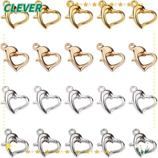 Clever ตะขอก้ามปู รูปหัวใจ ทองเหลือง สีทอง สีเงิน สําหรับทําเครื่องประดับ แฮนด์เมด