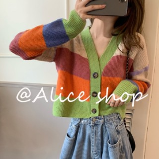 Alice เสื้อแฟชั่นผู้หญิง เสื้อแขนยาว คลุม ไหมพรม ครอปเสื้อแขนยาว  คุณภาพสูง สบาย High quality Beautiful A21K04N 36Z230909