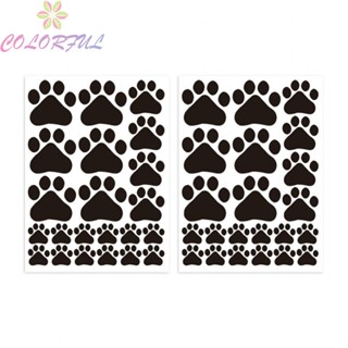 【COLORFUL】Fun and Adorable Pet Paws 44pcs Dog Cat Footprints Wall Stickers for Decoration