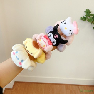 Sanrio Kawaii ยางรัดผม ผ้ากํามะหยี่ขนนิ่ม ลายการ์ตูน Hello Kitty My Melody น่ารัก เครื่องประดับผม ของขวัญ