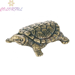 【COLORFUL】Brass Animal Ornaments Sculpture Turtle 2.8*4.4*1.1cm Brass Animal Statue