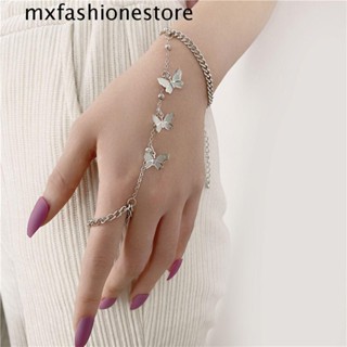 Mxfashione สร้อยข้อมือ แหวนคู่ จี้ผีเสื้อ เครื่องประดับ สําหรับผู้หญิง
