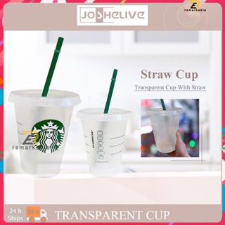 พร้อมส่ง Starbucks Kids Straw Cup Transparent Plastic Cup Of Family Outdoor Children&amp;#39;s Straw Cup 473ml/16oz excellent_th