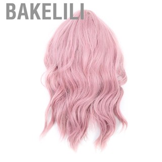 Bakelili LC210-1 Curly Wavy Wig Pink Pastel Short Bob Synthetic Wigs Cosplay Costume