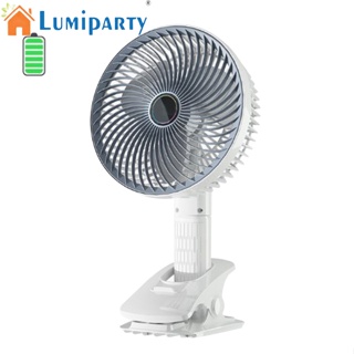 Lumiparty พัดลมระบายความร้อนไฟฟ้า แบบคลิปหนีบ ความเร็ว 3 ระดับ ชาร์จ Usb ไร้สาย สําหรับตั้งแคมป์ ตั้งโต๊ะ สํานักงาน