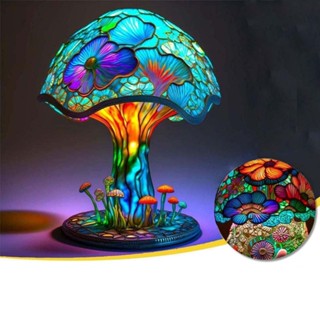 Mushroom Table Lamps Stained Resin Plant Series Lamp USB Night Light Bedside New