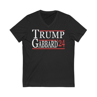 เสื้อยืดคอวี ลาย Donald Trump Tulsi Gabbard 2024